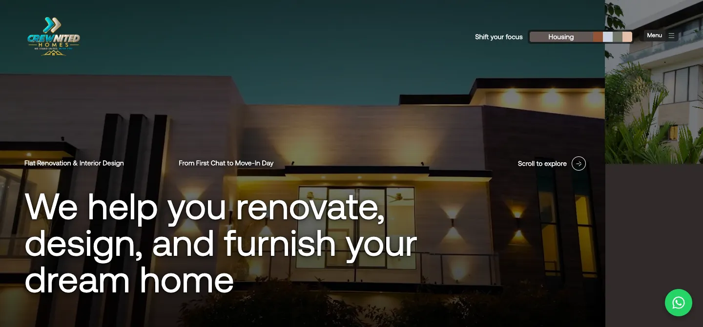 Crewnited Homes - Renovation & Interiors website design